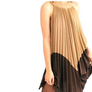 FREE PEOPLE Pleated Love Metallic Mini Dress